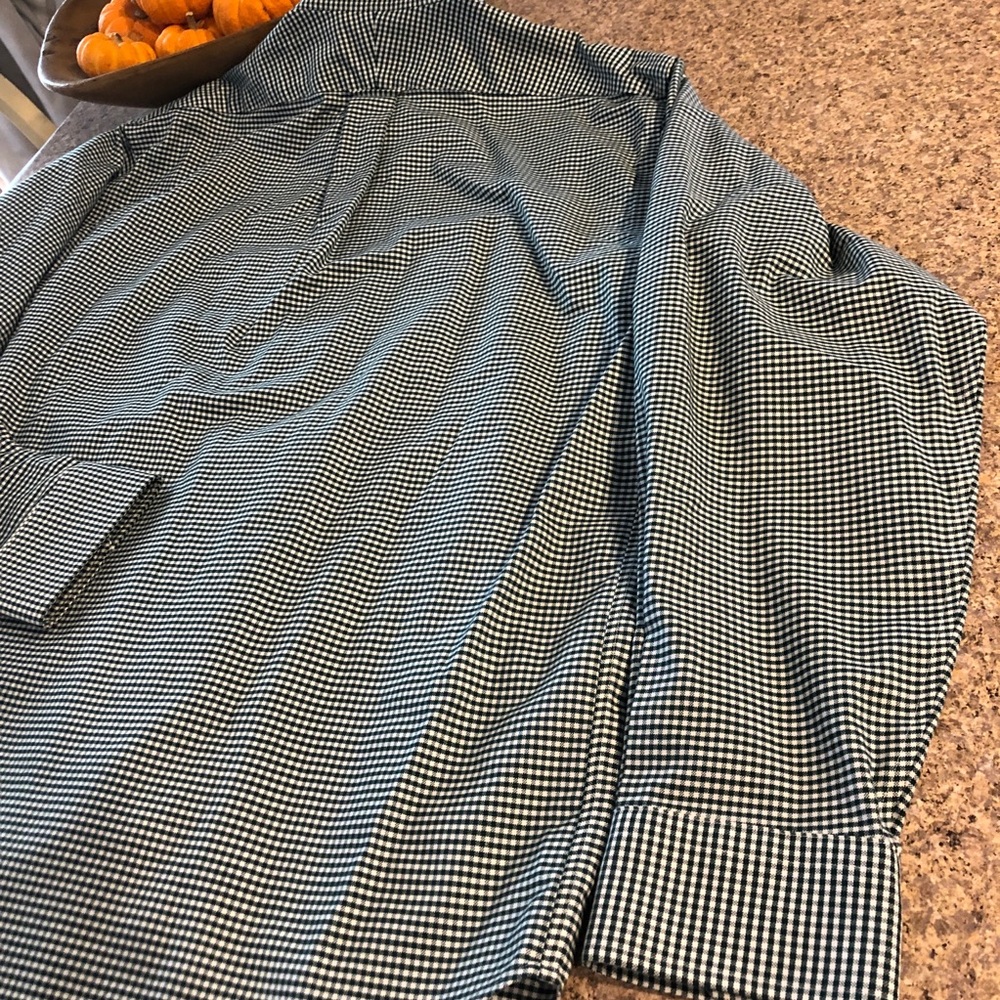 Lands' End Long Sleeve Green & White Shirt Large - Picture 11 of 12